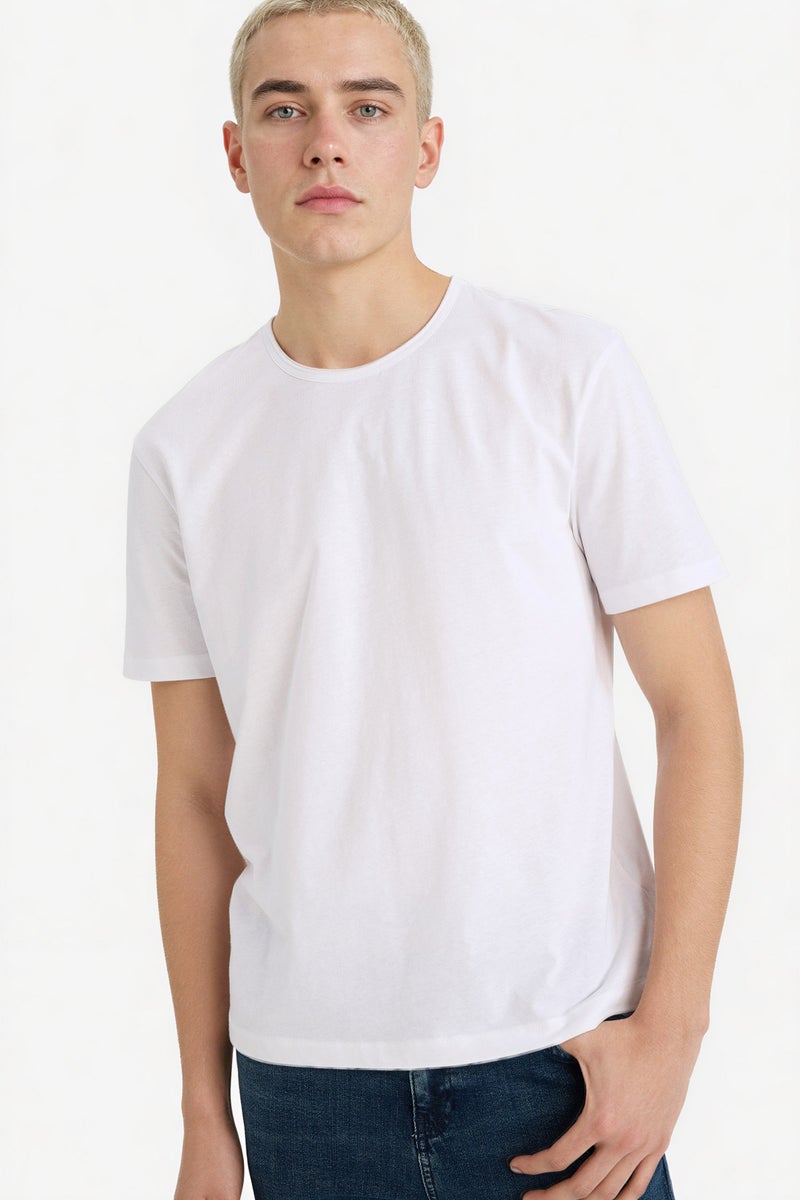 DeFacto White Man 100% Cotton Heavy Fabric T-Shirt Casual - Image 1
